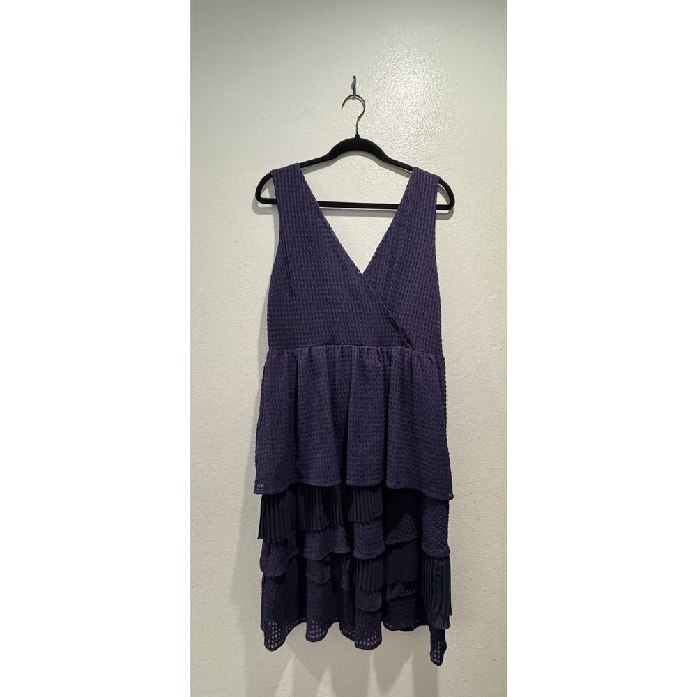 Ric Rac Navy Blue‎ Dress Women’s Size Large Ruffle Layered Anthropologie Tiered